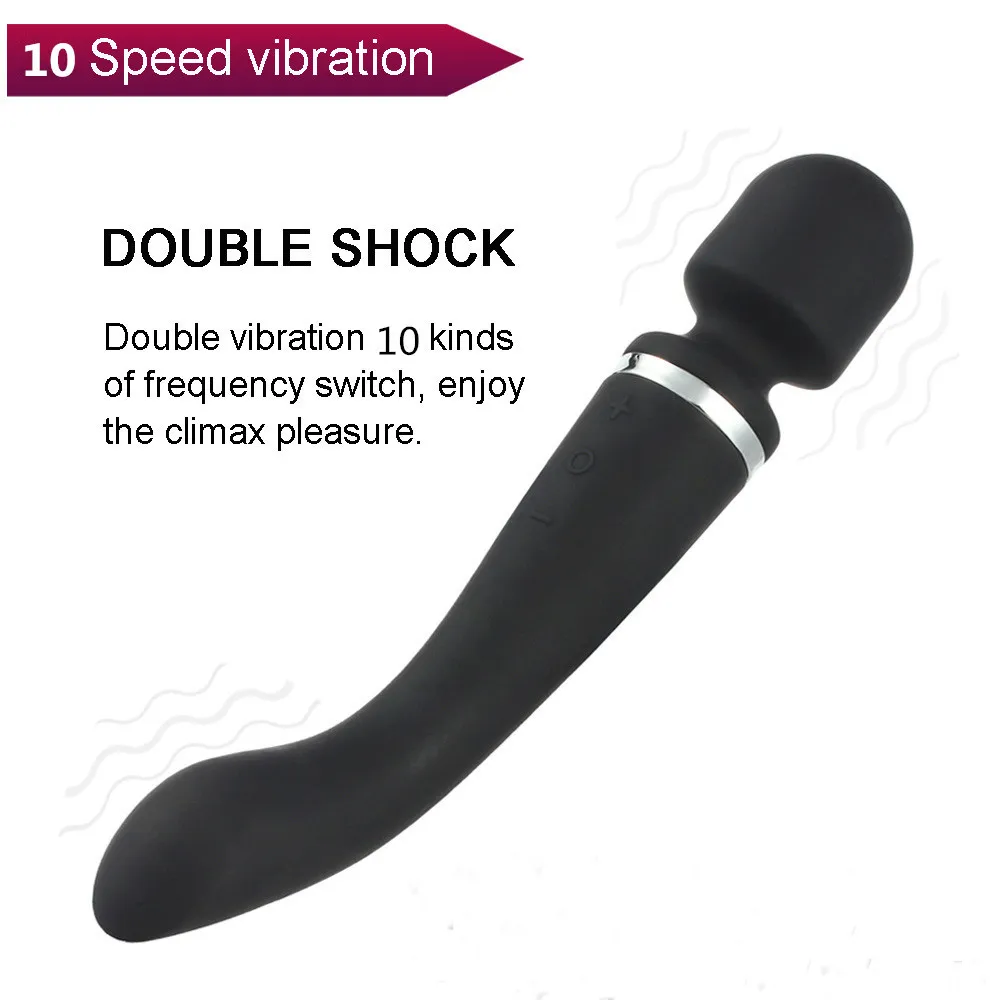 10 Speed ​​Dual Vabration AV Vibrators Oplaadbare Magic Wand Massager Body Neck Massager Clitoris G-spot Seksspeeltjes