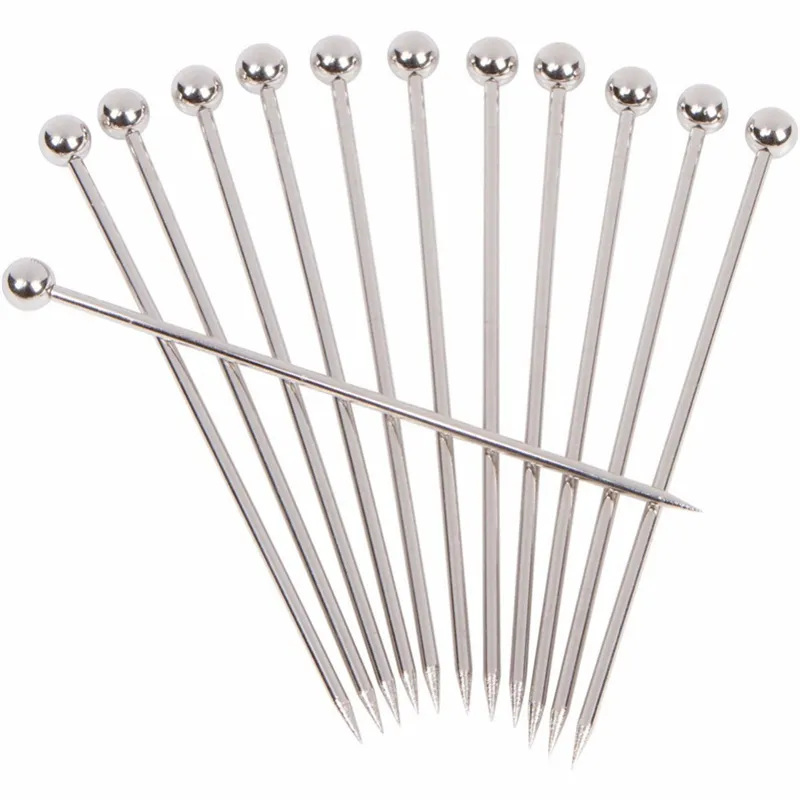 Goldbaking Stainless Steel Cocktail Picks Fruit Stick Toothpicks Martini Glass Picks Dessert Forks 4.3 Inches 11cm kitchen tools