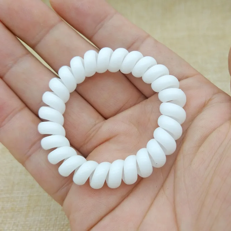 Whole Women Girls Size 5CM White Plastic Hair Bands Elastic Rubber Telephone Wire Ties Rope Accessory5329892