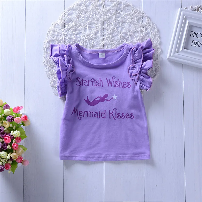 Baby Girl Clothes Set 2018 Summer Mermaid T-shirt a maniche corte Pantaloni corti Fascia Abiti ragazze Abbigliamento bambini ragazze Set di abbigliamento