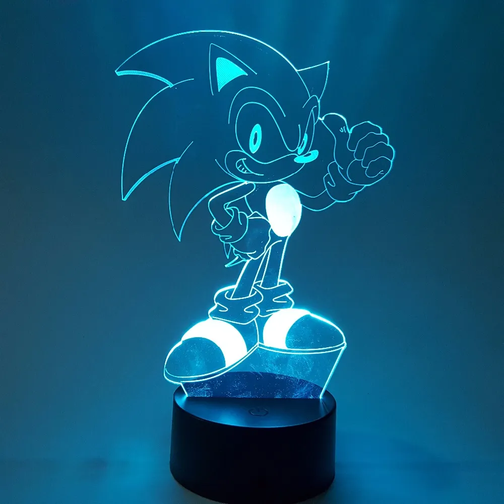Sonic 3D Nightlight Visual Ilusão Visual LED RGB Mudando Sonic The Hedgehog Action Figure a luz novidade para o Natal