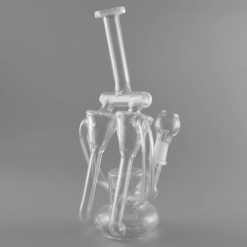 Tuyaux d'eau à double entonnoir Recycler Bongs 10 "Bong en verre pour plate-forme pétrolière 14mm tuyaux en verre à joint mâle livré avec un bol