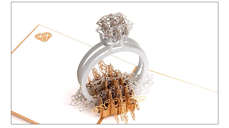 Laser Cut 3D Ring Bröllop Hälsningskort Inbjudningar Romantiskt Handgjorda Alla hjärtans dag för Lover Vykort Festivt parti leveranser