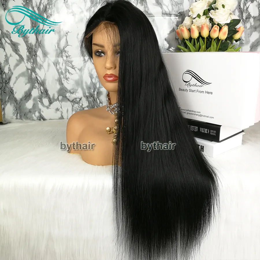 Bythair Lace Front Echthaarperücken für schwarze Frauen brasilianische seidig gerade Vollspitzeperücke mit Babyhaaren