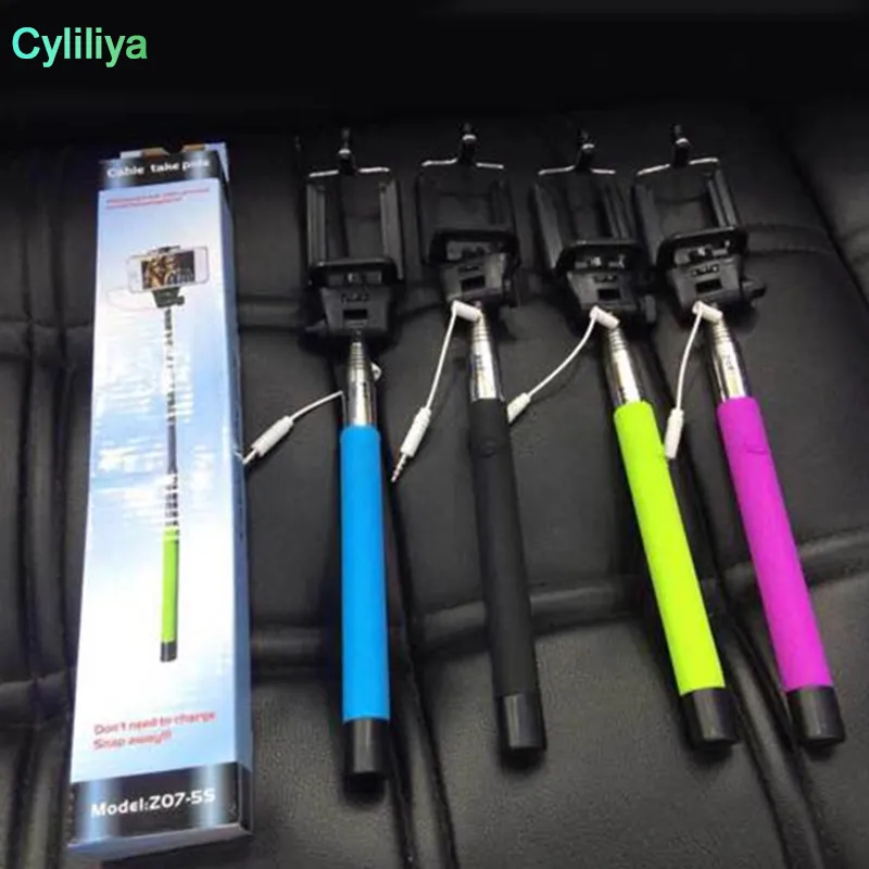 Monopod Uzatılabilir Zamanlayıcı El ile Kablo Z07-5 artı ile Groove Kablo Iphone 6 Samsung s5 için Pole Monopod selfie'si Al çubuğu