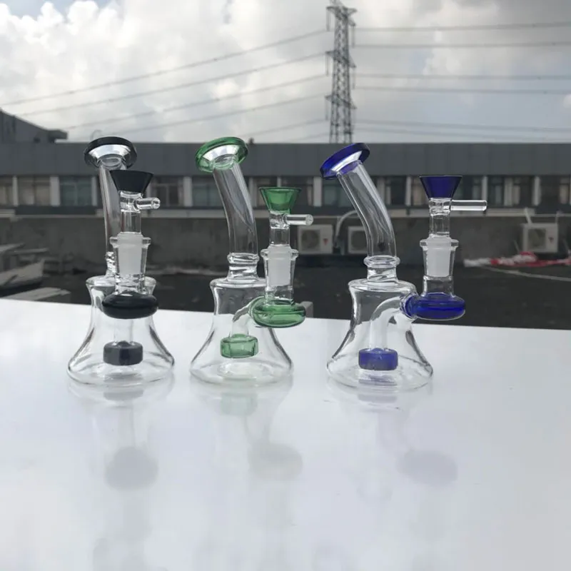 6 Inches Glass Oil Rigs With Free 5mm Thick Bottom Quartz Core Reactor Banger Card Cap Glass Bowls Beaker Bongs Quave Glass Pipes