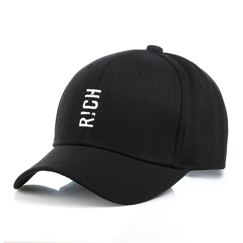 Nouveau chapeau version coréenne des lettres brodées pour hommes et femmes casquettes incurvées riches en plein air décontracté hipster hip hop chapeaux hommes