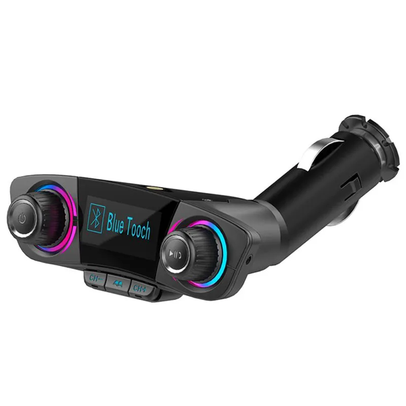 FM Transmitter Bluetooth Car Kit Handsfree A2DP AUX Audio Car MP3 Player Large Screen Display Dual USB Charging