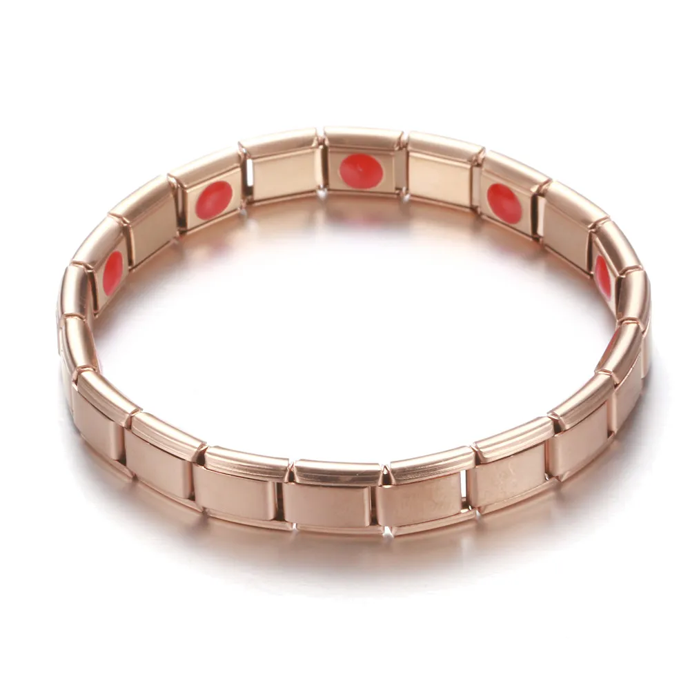 Bio-Energie-Armband für Damen und Herren, Edelstahl mit Germanium-Magnet-Gesundheitsarmband, Roségold/Goldfarben, Schmuck im Großhandel