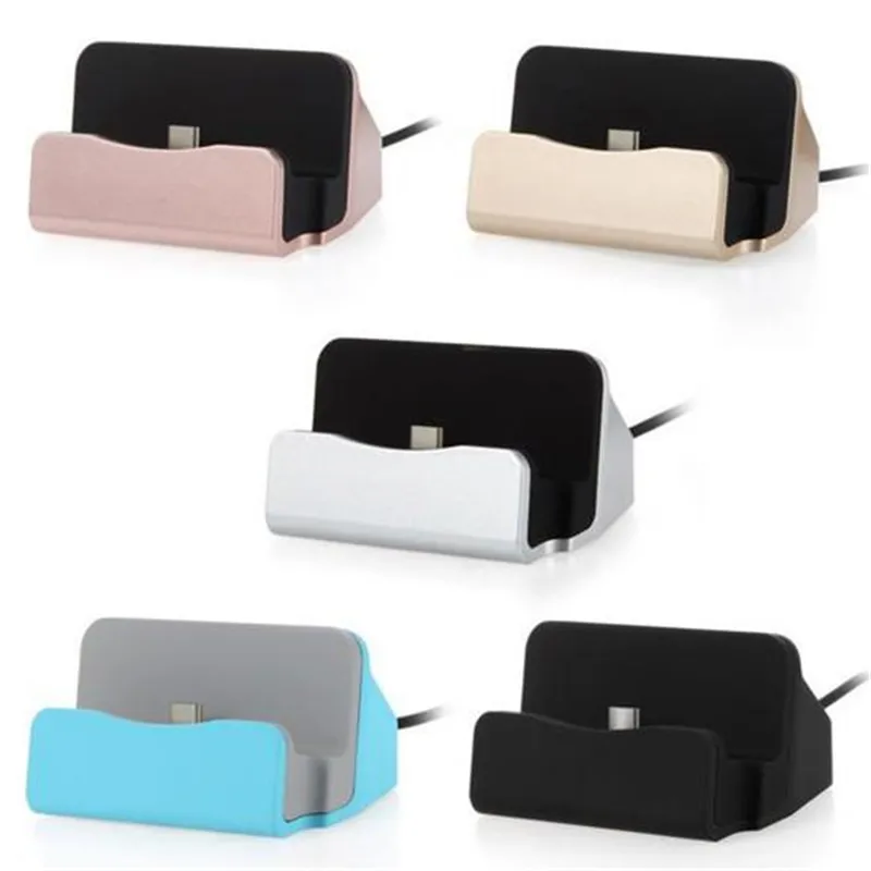 Type-C Micro V8 Dock Charger Ricarica Sync Desktop USB 2.0 Cradle Station Galaxy S9 LG HTC Smartphone Con confezione