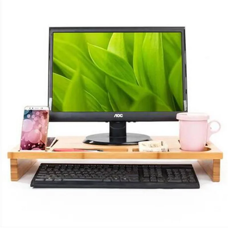 Wholesales!!!Multi-function Bamboo Table Type Rectangular Display Stand Wood Color Storage Holders & Racks