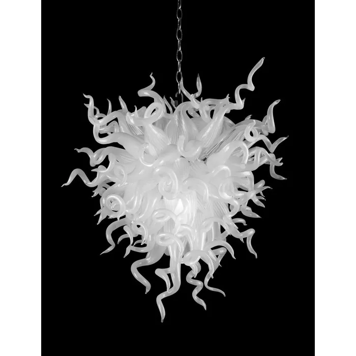 Milky White Style Art Pendant Light Living Room Hotel Romantisk Lampa Dekoration Hand Blåst Murano Glass Crystal Landelier