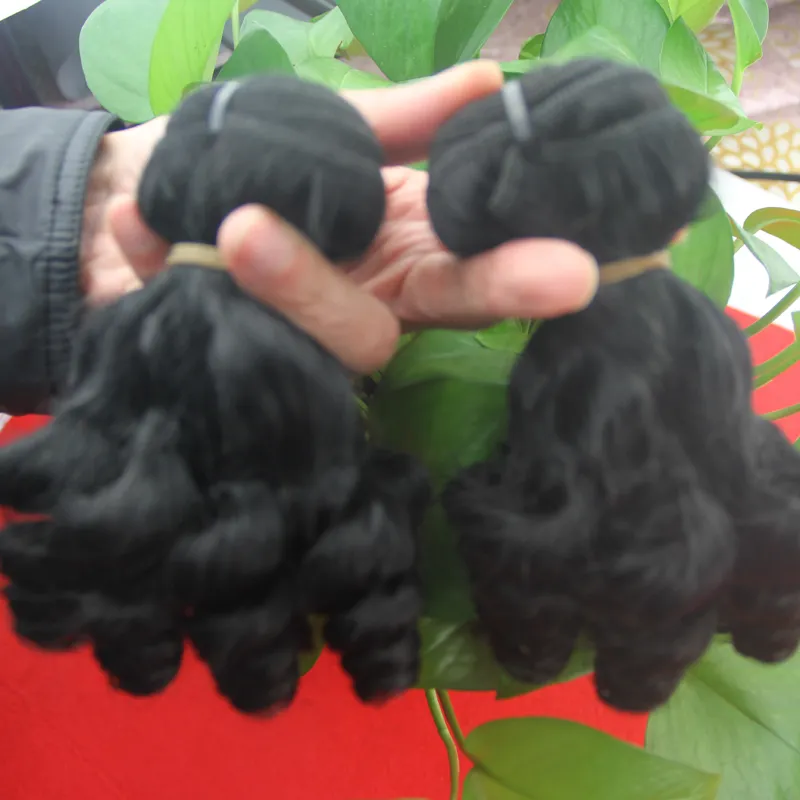 ルーズウェーブヘアー織り束2ピースナチュラルブラックレミーヘア織り束ダブルドロー毛髪織り束