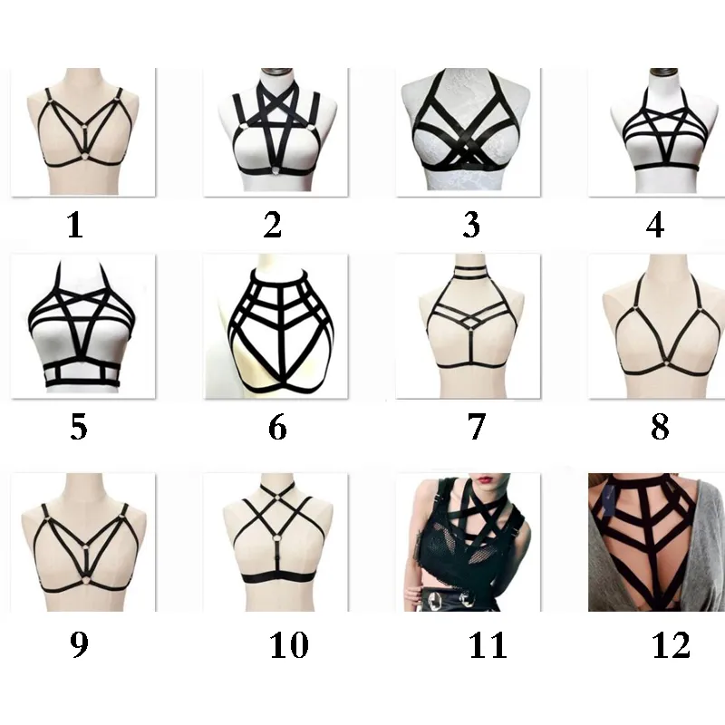 Fashion sexy bandage bra female sexy Goth Lingerie Elastic Harness cage bra  cupless lingerie Bondage Body elastic harness belt Free Ship