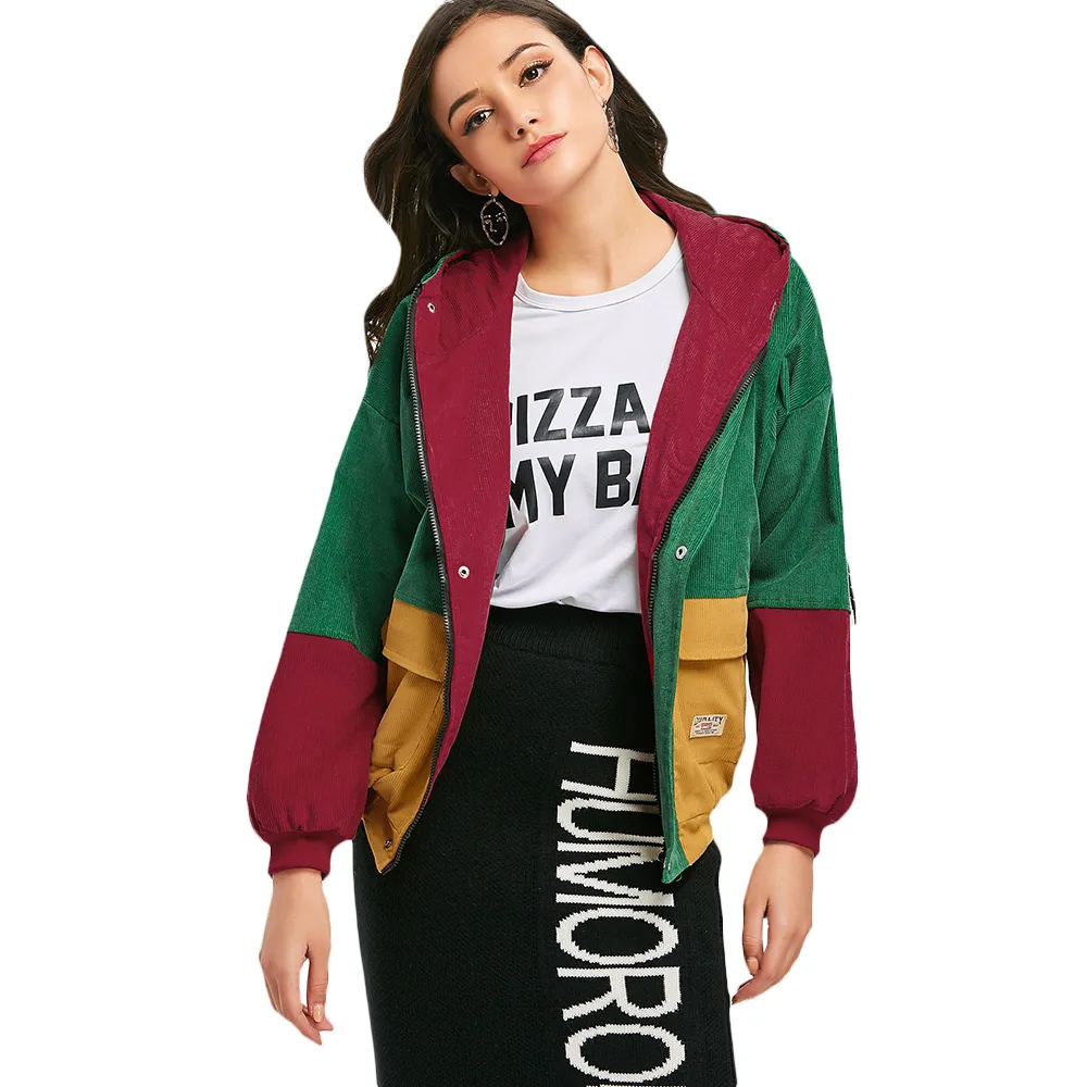 Cardigan Femme Velours Côtelé Coloré - Manches Longues - Coupe Ajustée - Polyester - Pour Automne/hiver Décontracté