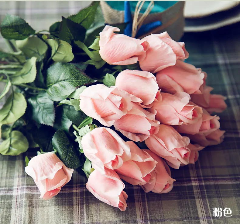 Alta simulación Rose Artificial Real Touch Flower Decoración del jardín del hogar Flores falsas Decoraciones de bodas Multi color