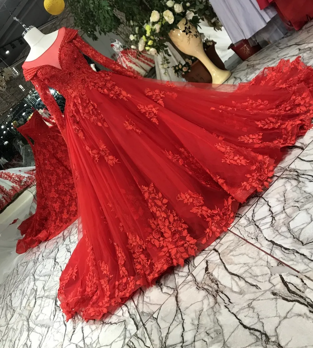 Real Imagem Red Lace Quinceanera Vestido De Manga Longa Jewel Beading  Espartilho Vestido De Baile Sweet 16 Vestidos Prom Pageant Homecoming 15  Anos Árabe De $3.257,52 | DHgate, image size:1000x1110