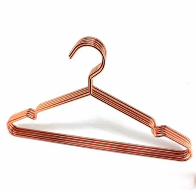 Darmowa Wysyłka Hurtownie Tanie Metalowe Drut Garnitur Ubrania Spodnie Spódnica Koszula Sukienka Dress Hanger Rose Gold Miedziany Wieszak na ubrania