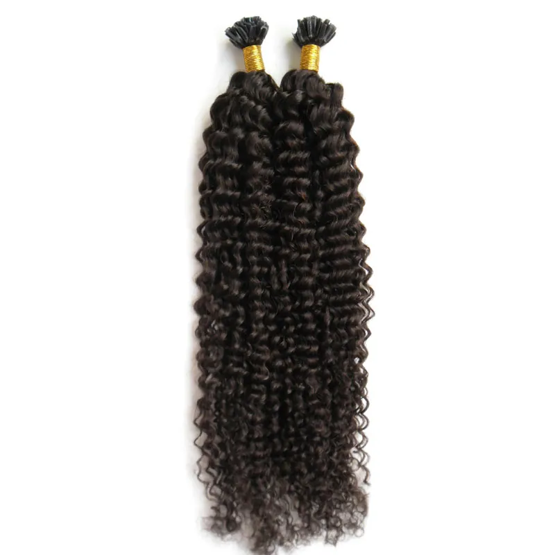 100pcs brésilien Kinky Curly kératine pointe Extension de cheveux humains 1g / s Curly Keratin U Tip Extensions de cheveux 100g remy fusion extensions de cheveux