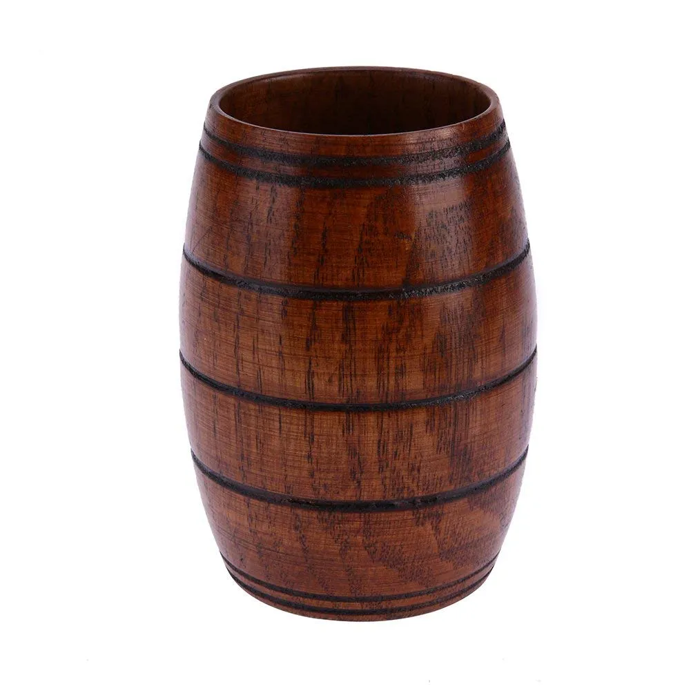 ナチュラルウッドカップ手作りの木製のカップ木の携帯用屋外カップのハンドルティーコーヒーマグ10.5x6.7cm