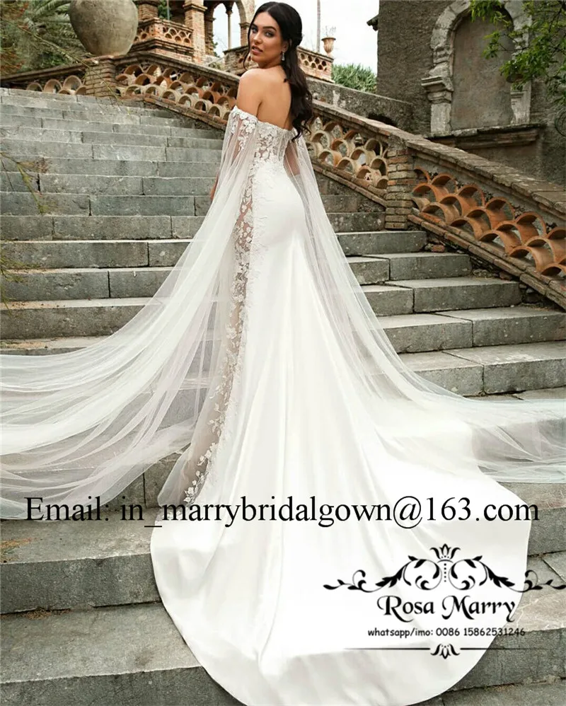 Abiti da sposa sexy a sirena con cappuccio e cappuccio 2020 Plus Size Abiti da sposa stile arabo africano vintage in pizzo country beach con maniche lunghe