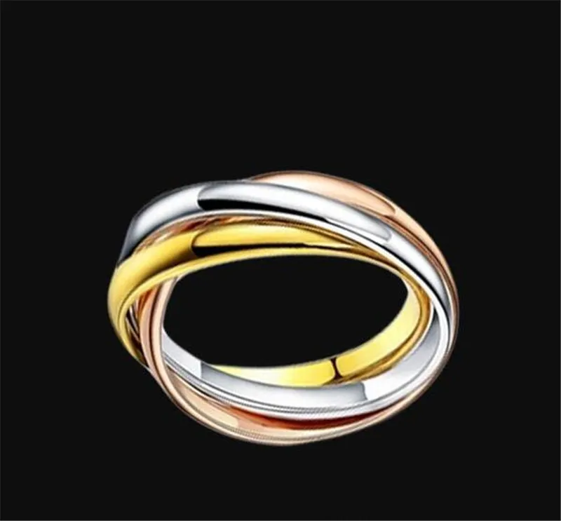 Prosty styl 3 rundy kolorów Wave Love Pierścionki Rose Gold Silver Moda Marka Rock Jewelry Dla Kobiet i Mężczyzn Pierścionki Anillos Hurtownie