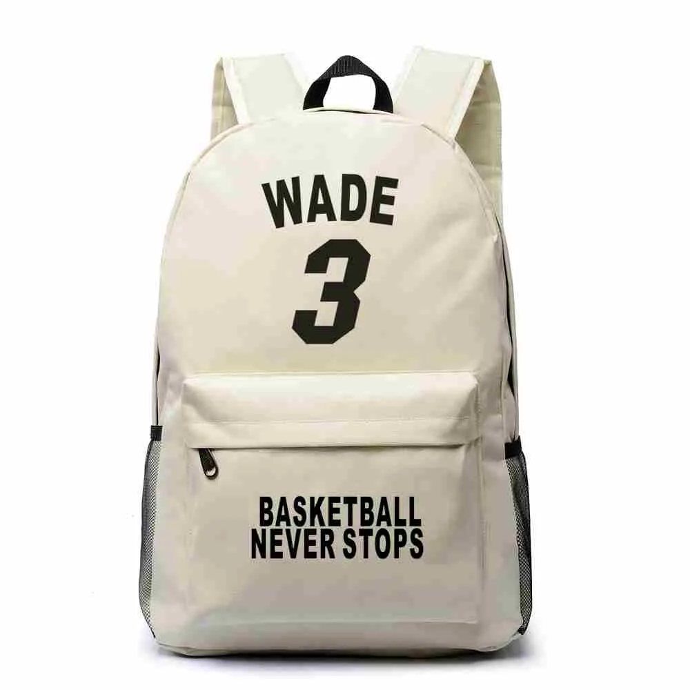 Ny mode dwyane wade canvas ryggsäck basket backpacks pojke flicka skolväska för tonåring casual ryggsäck basket fan väska