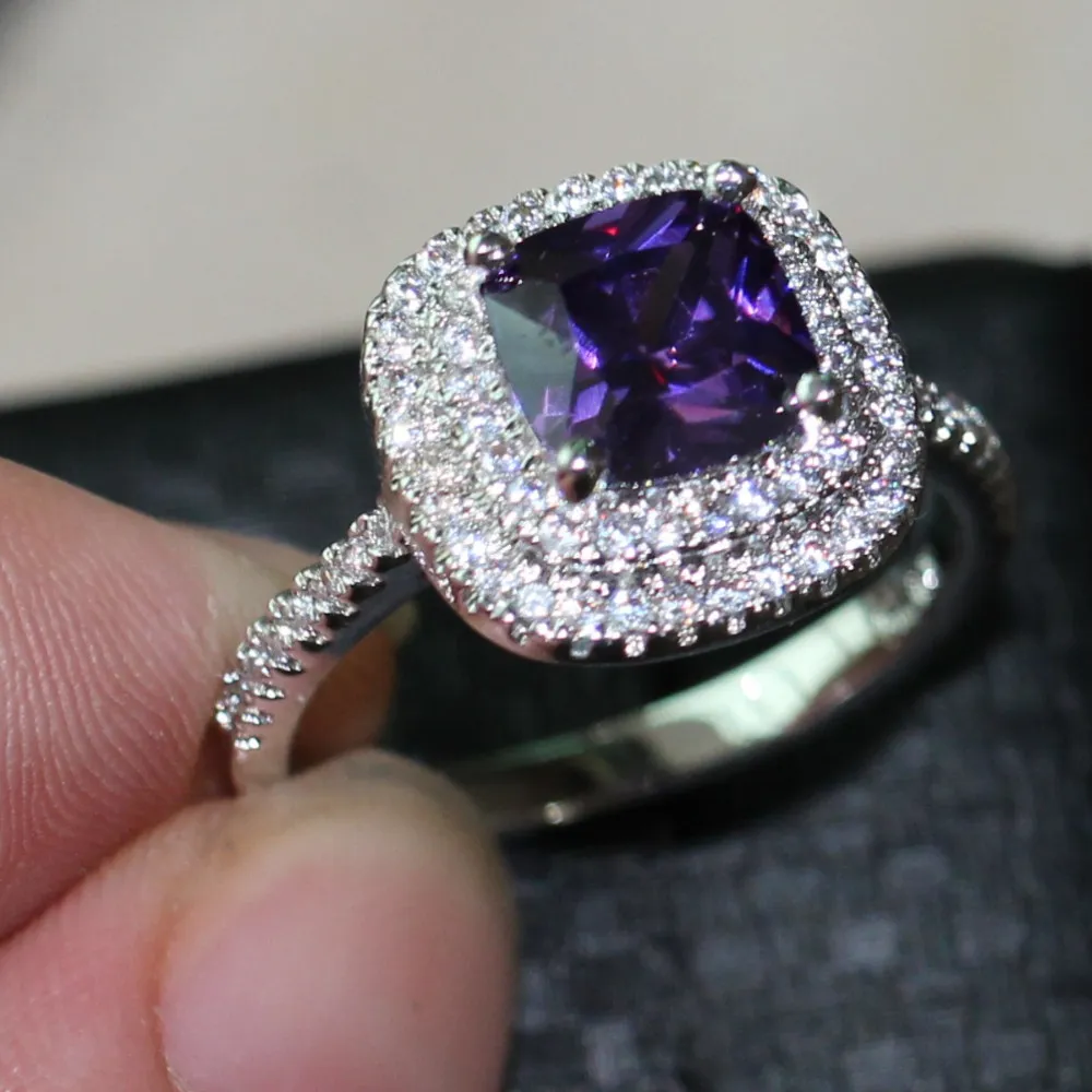 choucong 3ct фиолетовый 5а Циркон камень стерлингового серебра 925 женщин обручальное обручальное кольцо размер США 5-11 подарок