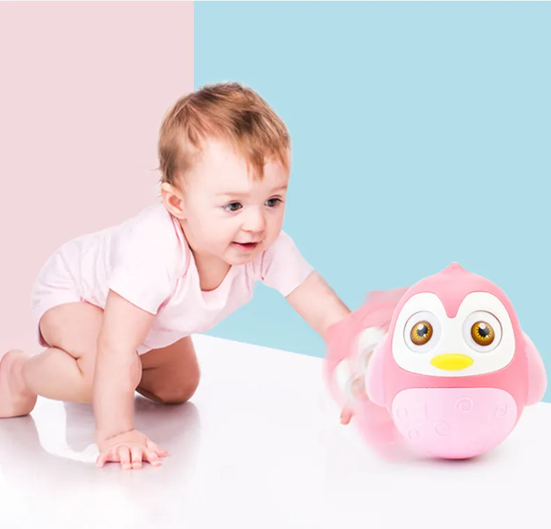 Nieuwe Collectie Baby Speelgoed Rammelaars Knikken Tumbler Pop Speelgoed Ontwikkelen Baby Intelligentie Bewegende Ogen Hand Bel Rammelaar Zachte Tanden lijm Baby 9861580