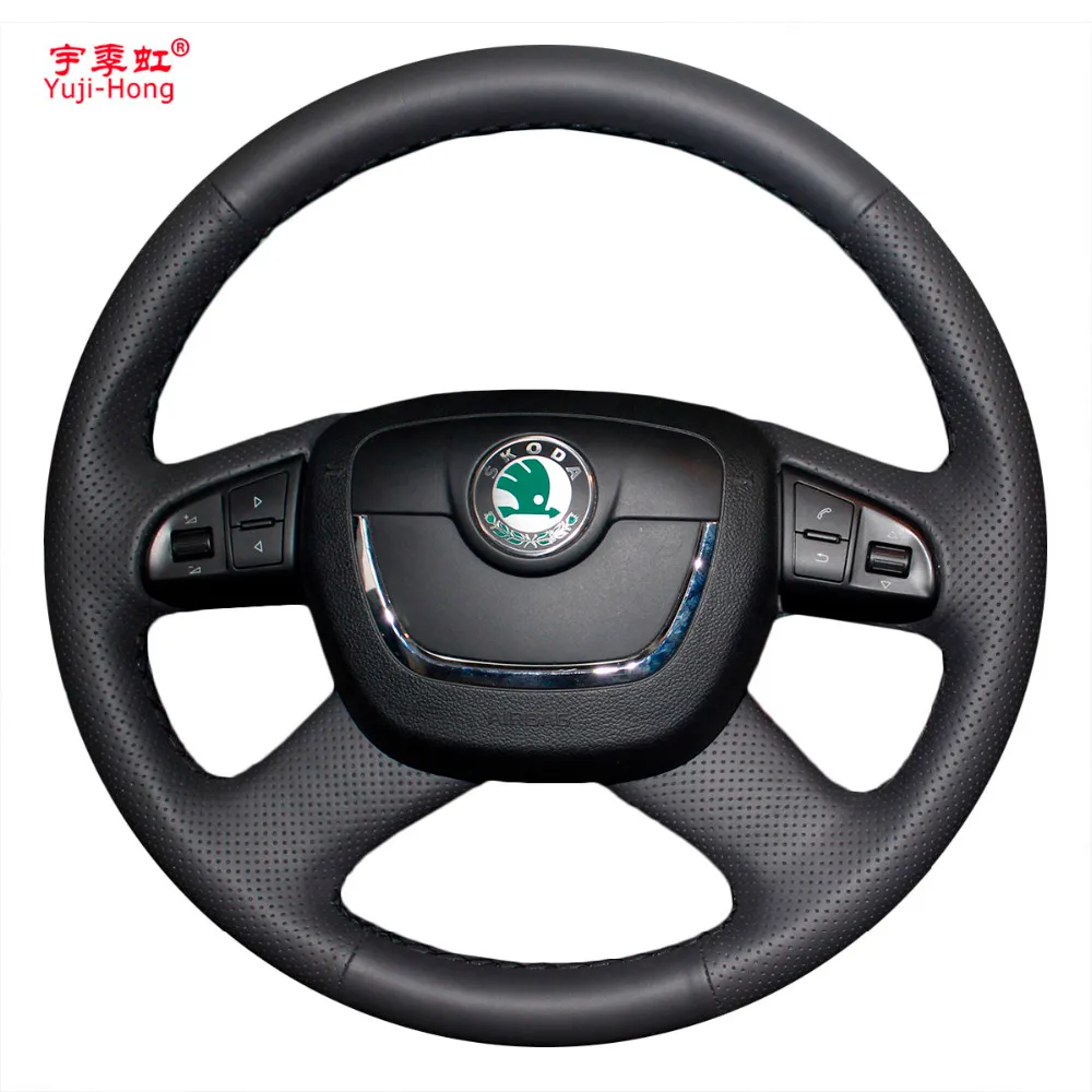 Yuji-Hong – housse de volant de voiture en cuir artificiel, cousue à la main, pour SKODA Octavia Superb 2010 – 2012