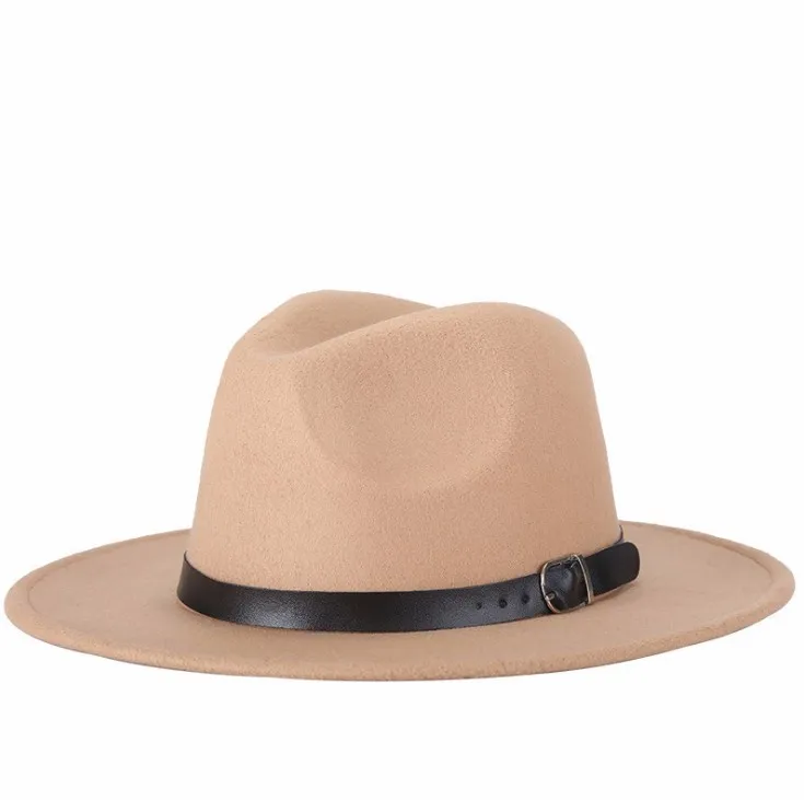 Wide Brim Fedora Hat: Classic Felt Trilby Fedora With PU  display picture 3