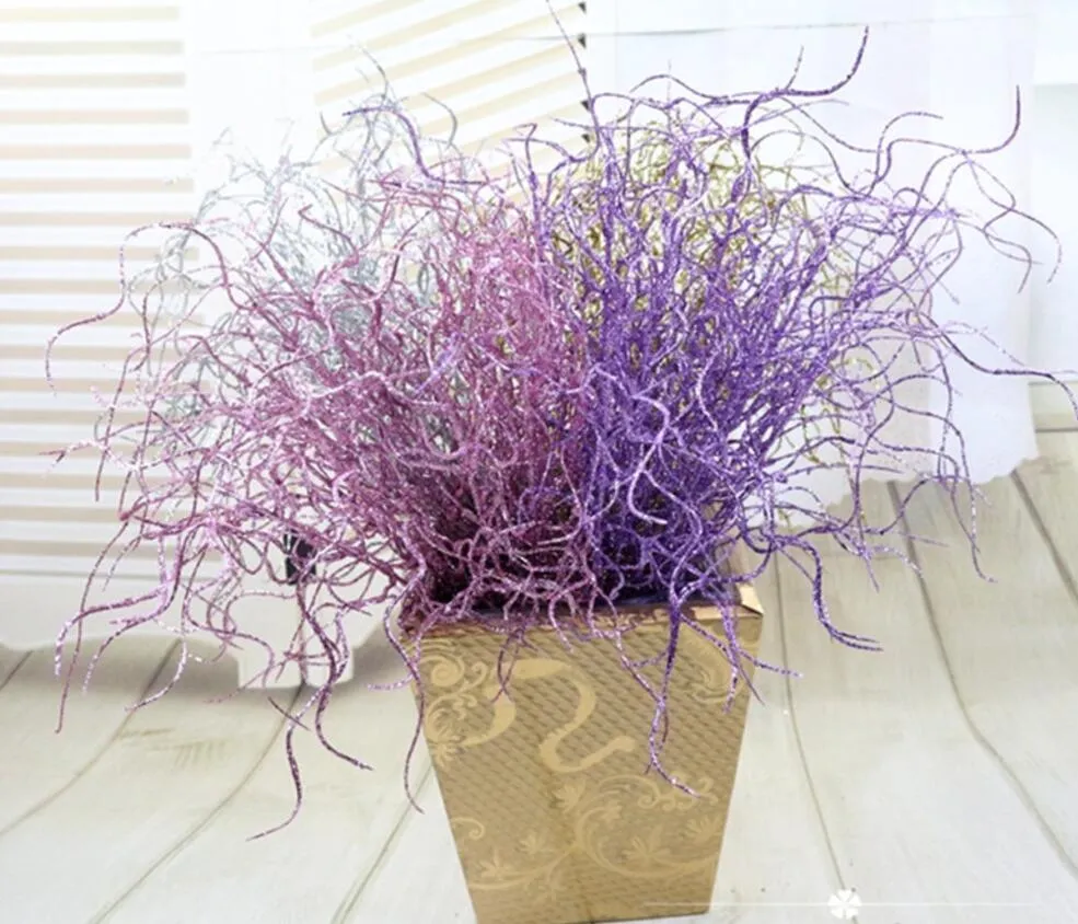 10 -stcs kunstmatige glitter poeder juncus effusus gras voor bloem arrangement accessoires voor huis bruiloft tuindecoratie