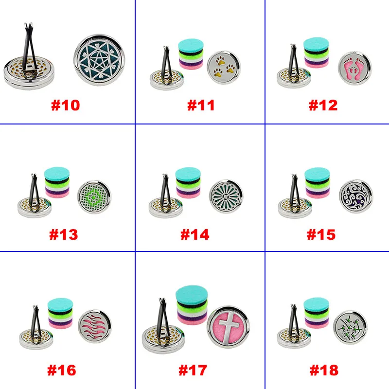 Bilparfymklämma Hem Essential Oljediffusor för bil Locket Clip 30mm Rostfritt Stål Bil Air Freshener Konditionering Ventlocka WX9-296