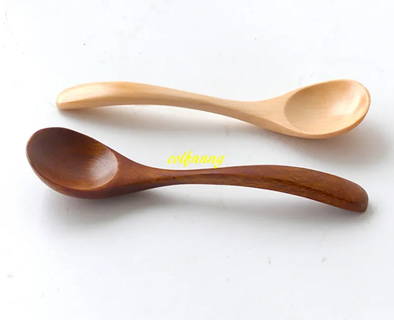 13*3cm Natural Wooden Spoon Round Scoop Tea Honey Coffee Condiment Salt Sugar Wood Spoon
