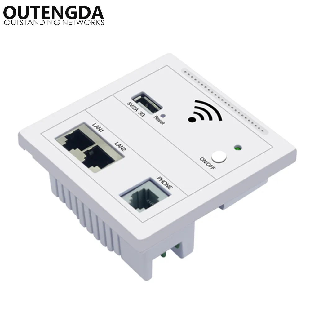 OUTENGDA 150Mbps in Wall AP smart hotel Punto di accesso integrato Wi-Fi Wireless POE Ripetitore router wireless supportato Bianco