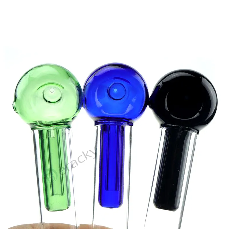 Glass Spoon Pipes With Side Carb Hole 6 Inch Length Glass Smoking Water Pipes For Dry Herb Tobacco Bubbler Hand Pipes
