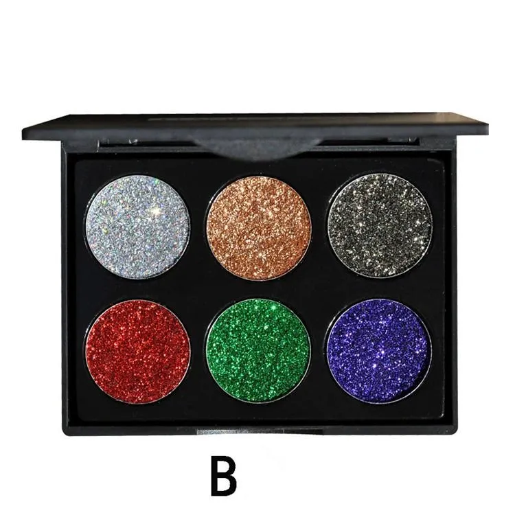 HANDAIYAN Merk Make-up 6 Kleuren Waterdicht Glitter Metallic Shimmer Oogschaduw Palet Glanzende Oogschaduw Diamant Pigment Poeder