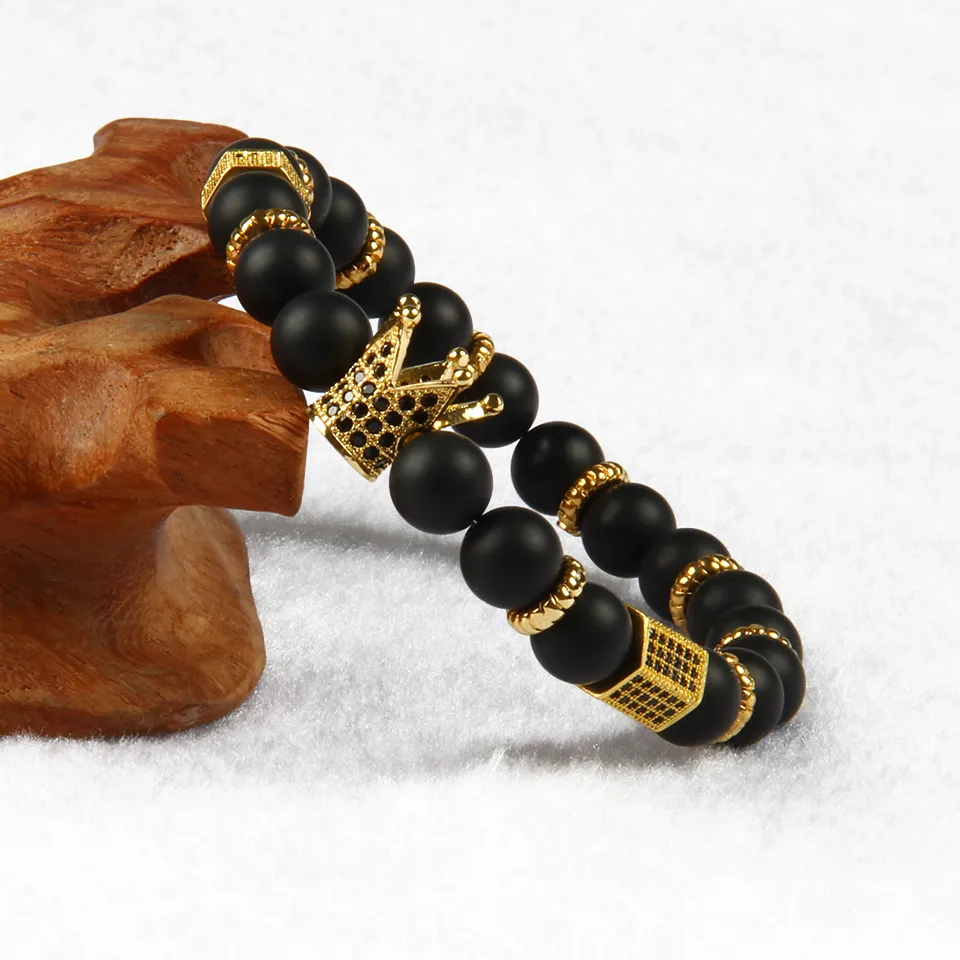 Mens beaded deals crown bracelets