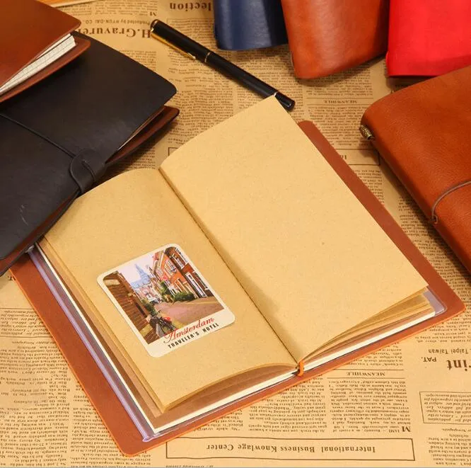 Journal de voyage en cuir Pu, carnets classiques vintage, planificateur en papier kraft, carnets de notes portables, livres d'étudiants d'école