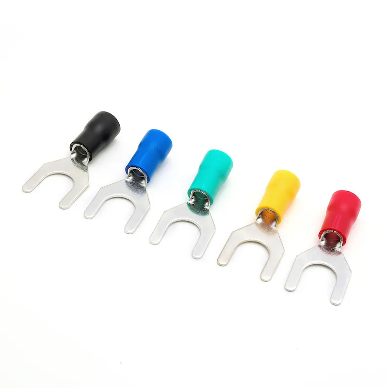 SV5.5-8 Electrical Crimp Terminal block U-type Cold-pressed Pre Insulated Fork Wire Connector 12-10AWG red blue yellow