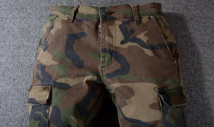 Cargo Camouflage Jeans Men Big Size 40 Guy Destroyed Wash Vintage Denim Pants Men's