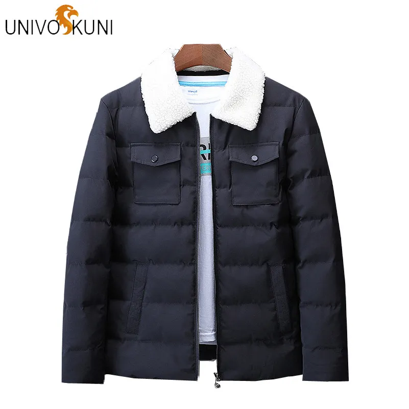 Univos Kuni 2018新しい冬メンズジャケットウインドブレーカーファッションブランド暖かいパーカーメンズコットンパッドドアウトオスコート男性JAS J393