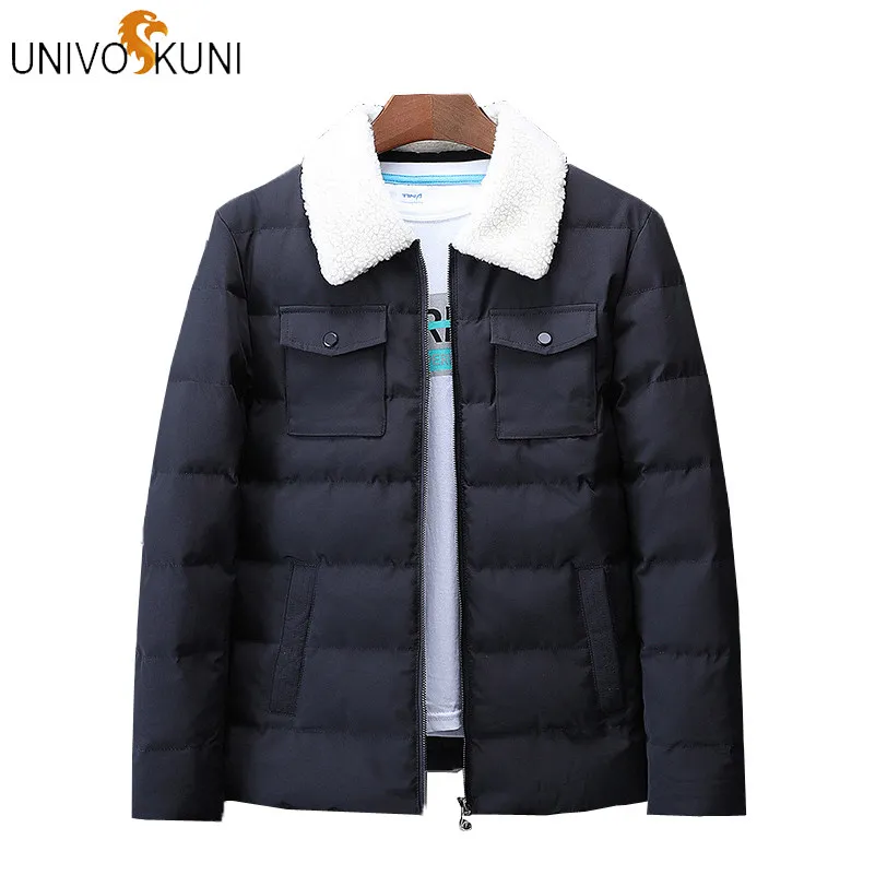 Univos Kuni 2018 New Winter Mens Kurtki Windbreaker Moda Marka Marka Ciepła Parka Mężczyźni Bawełniane Wyściełane Znosić Męskie Płaszcze Mężczyźni Jas J333