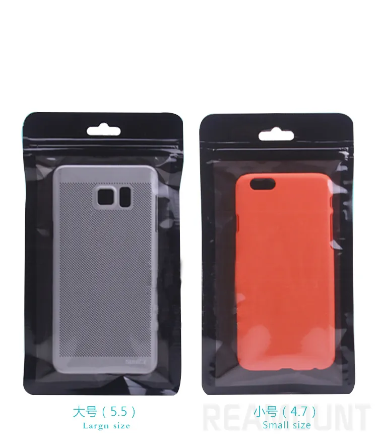 iPhone X 7 Artı Case iPhone 7 Kılıf Özel Plastik Siyah Ambalaj Torbaları için 100 adet Perakende Zip Çanta