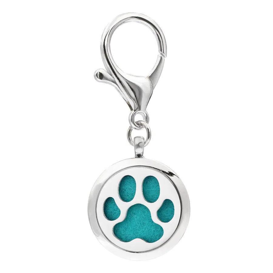 Dog/Cat Paw KeyChain Essential Oil Aroma Diffuser Perfume Locket with Lobster clasp Keychain keyring With 5pcs free Pads KA61-KA70