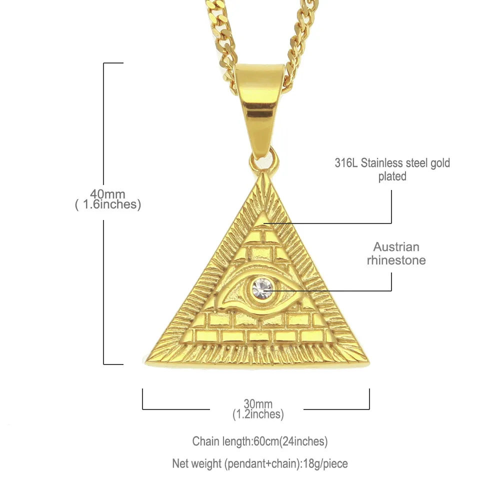 Catene Hip Hop Anniyo Piramide Egiziana Collane Donna, Colore Oro Egiziani Occhio di Horus Gioielli Egitto Occhio Amuleto/Geroglifici