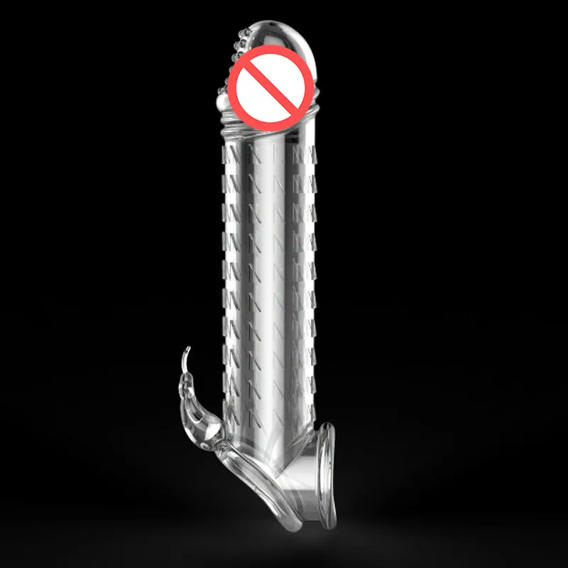 Druble Realistic Penis Sleeve Dildo Opóźnienie przedłużenia wielokrotnego użytku pierścień penisa przedłużacza Crystal rękawa Produkty seksu dla mężczyzn2479520