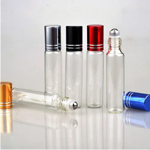10ml旅行クリアローラーの詰め替え可能なロールオンガラス香水瓶リップボトルのボトルのロール無料配送