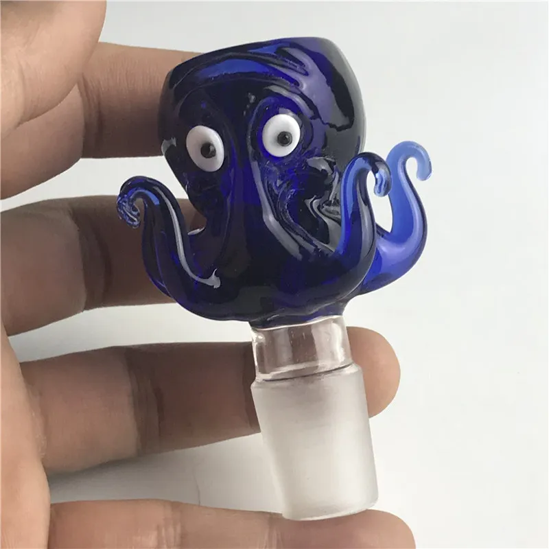 14mm 18mm Bowl Glass Octopus Style Hookah Thick Pyrex Glass Bowls with Colorful Blue Tobacco Herb Water Bong Smoking Pipes