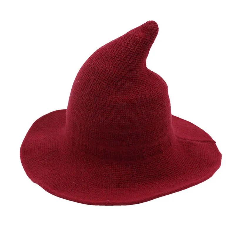Halloween Satan Koreaanse vrouwen gebreide emmer hoed tovenaar hoeden herfst winter dikke wol draad grappige opvouwbare cap magische heks hoed